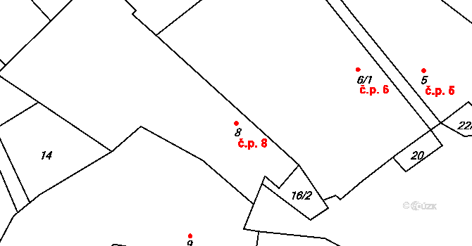 Slaviboř 8, Černíč na parcele st. 8 v KÚ Slaviboř, Katastrální mapa