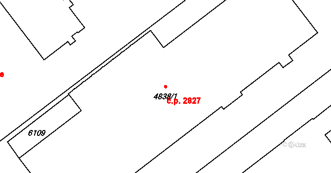 Šumperk 2827 na parcele st. 4838/1 v KÚ Šumperk, Katastrální mapa