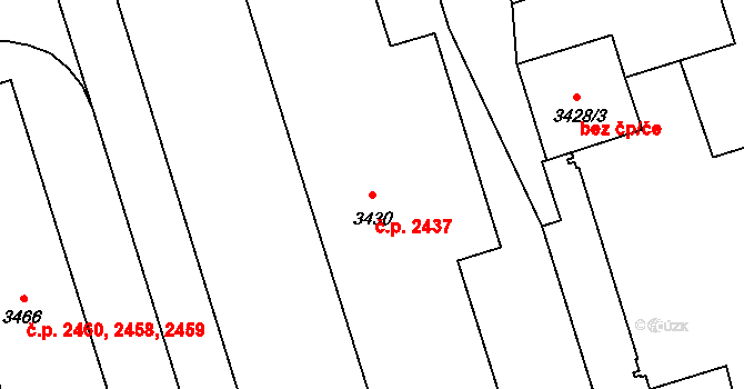 Kročehlavy 2437, Kladno na parcele st. 3430 v KÚ Kročehlavy, Katastrální mapa