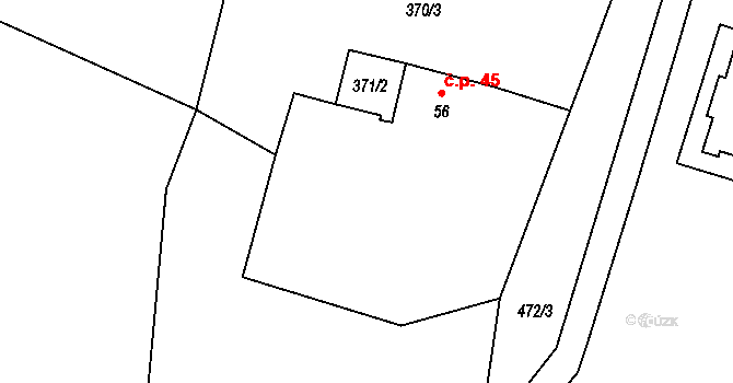 Mutná 45, Cizkrajov na parcele st. 56 v KÚ Mutná, Katastrální mapa