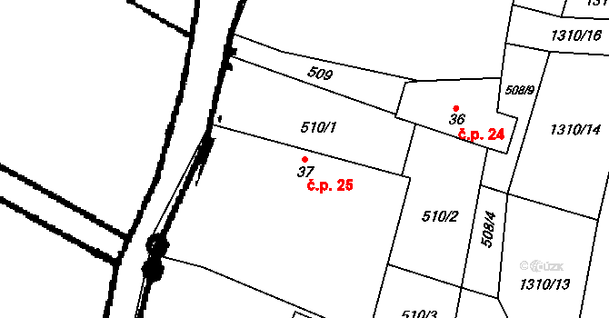Sedlo 25, Číměř na parcele st. 37 v KÚ Sedlo u Číměře, Katastrální mapa