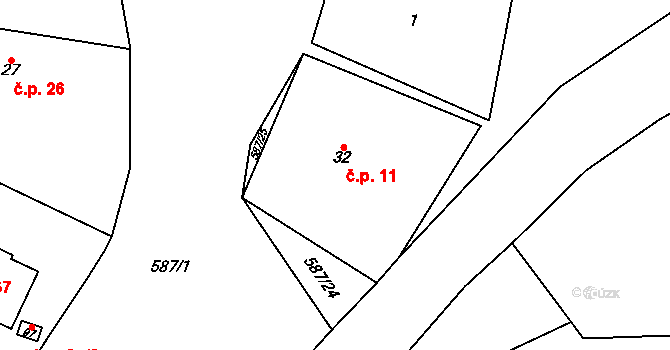 Libichov 11, Dobrovice na parcele st. 32 v KÚ Libichov, Katastrální mapa