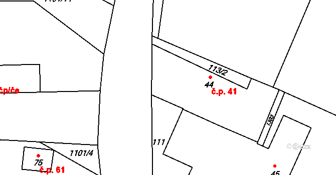 Višňová 41 na parcele st. 44 v KÚ Višňová u Kardašovy Řečice, Katastrální mapa