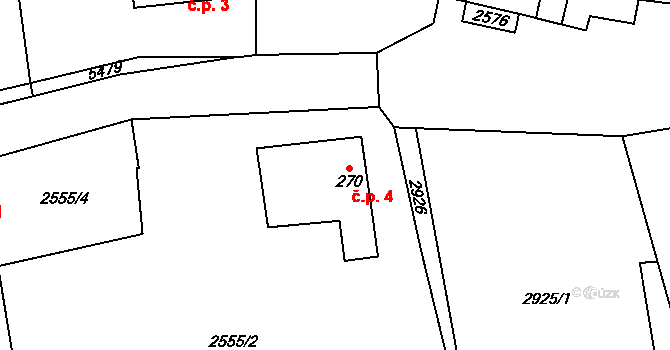 Hřebeč 4, Koclířov na parcele st. 270 v KÚ Koclířov, Katastrální mapa