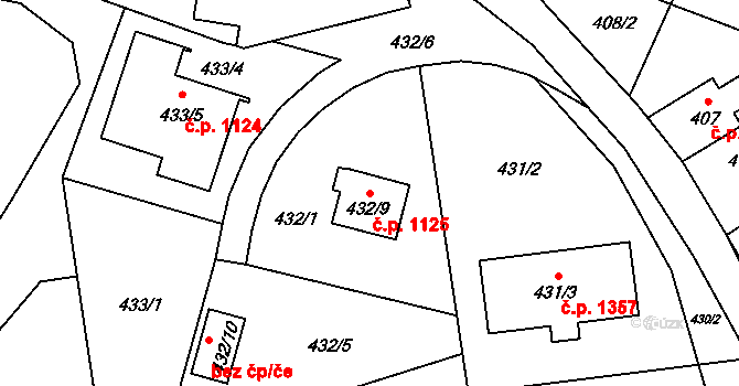 Dolní Lutyně 1125 na parcele st. 432/9 v KÚ Dolní Lutyně, Katastrální mapa