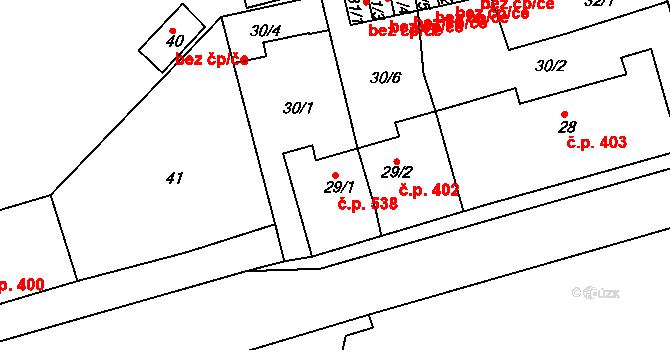Proboštov 538 na parcele st. 29/1 v KÚ Proboštov u Teplic, Katastrální mapa