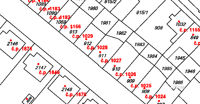 Předměstí 1027, Svitavy na parcele st. 911 v KÚ Svitavy-předměstí, Katastrální mapa