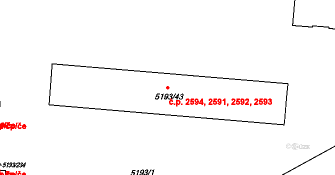 Frýdek 2591,2592,2593,2594, Frýdek-Místek na parcele st. 5193/43 v KÚ Frýdek, Katastrální mapa