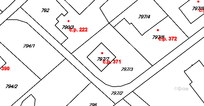 Ráj 371, Karviná na parcele st. 797/7 v KÚ Ráj, Katastrální mapa