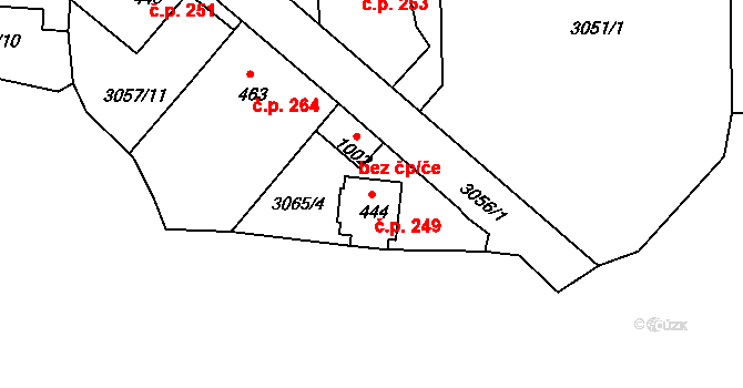 Jílové 249 na parcele st. 444 v KÚ Jílové u Děčína, Katastrální mapa