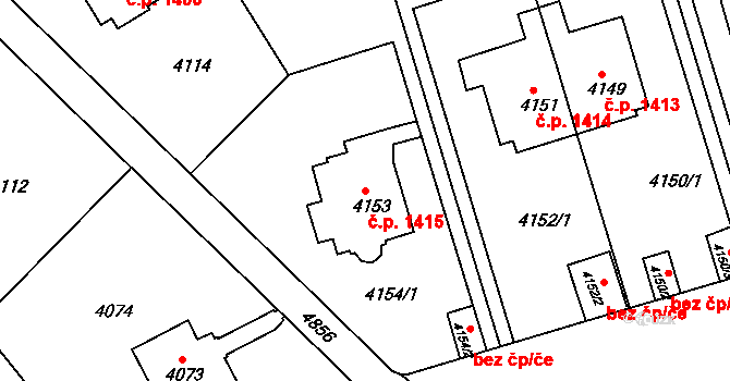 Smíchov 1415, Praha na parcele st. 4153 v KÚ Smíchov, Katastrální mapa