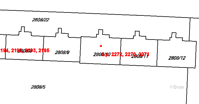 Strašnice 2270,2271,2272, Praha na parcele st. 2808/10 v KÚ Strašnice, Katastrální mapa