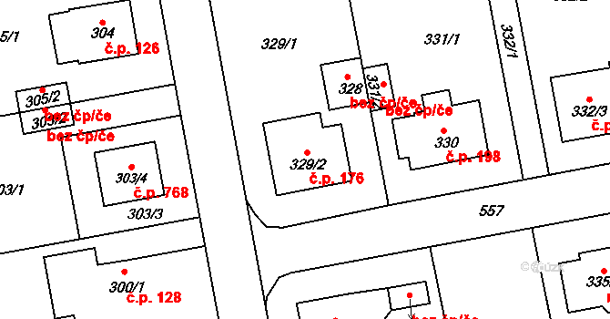 Horní Měcholupy 176, Praha na parcele st. 329/2 v KÚ Horní Měcholupy, Katastrální mapa
