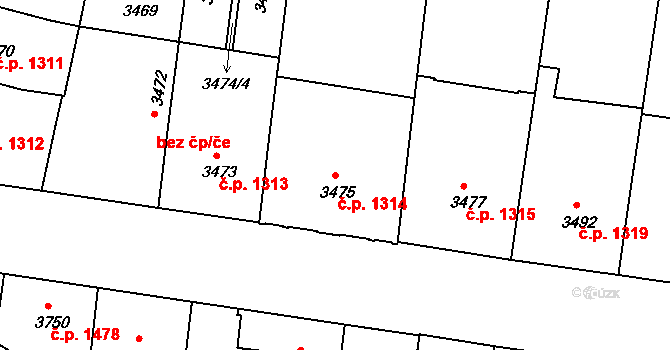 České Budějovice 3 1314, České Budějovice na parcele st. 3475 v KÚ České Budějovice 3, Katastrální mapa