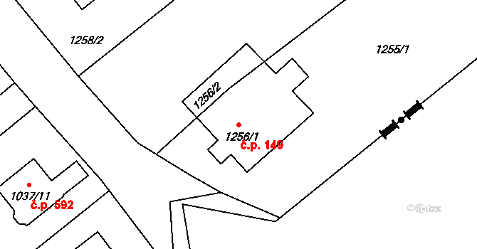 Ráj 149, Karviná na parcele st. 1256/1 v KÚ Ráj, Katastrální mapa