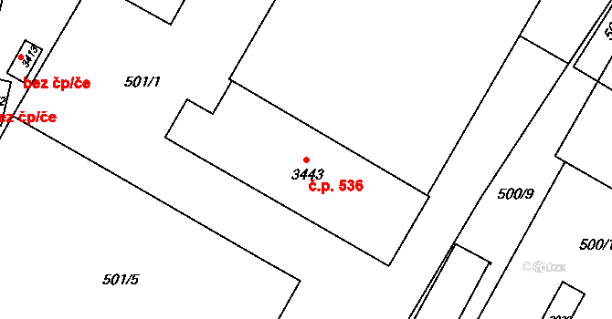 Holínské Předměstí 536, Jičín na parcele st. 3443 v KÚ Jičín, Katastrální mapa