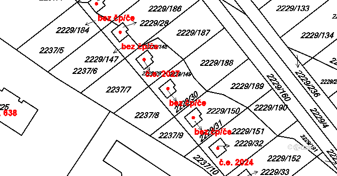 Krásné Pole 2026, Ostrava na parcele st. 2229/30 v KÚ Krásné Pole, Katastrální mapa
