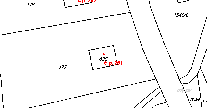 Dolní Lánov 261 na parcele st. 485 v KÚ Dolní Lánov, Katastrální mapa
