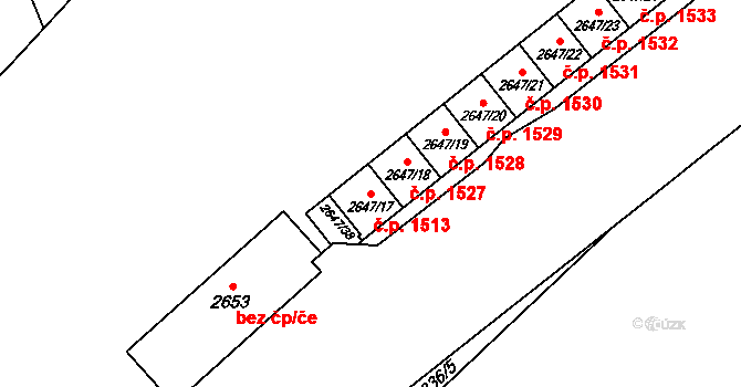 Radotín 1513, Praha na parcele st. 2647/17 v KÚ Radotín, Katastrální mapa
