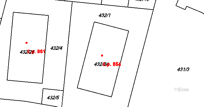 Čimice 854, Praha na parcele st. 432/24 v KÚ Čimice, Katastrální mapa