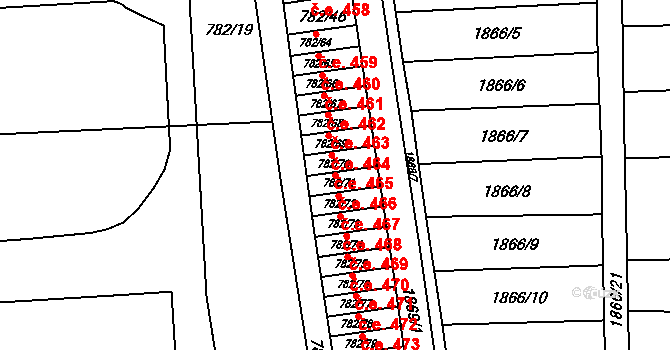 Podbořany 466 na parcele st. 782/71 v KÚ Podbořany, Katastrální mapa