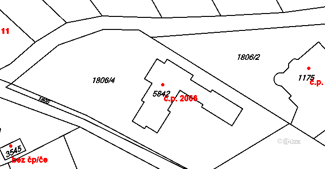Hranice I-Město 2066, Hranice na parcele st. 5842 v KÚ Hranice, Katastrální mapa
