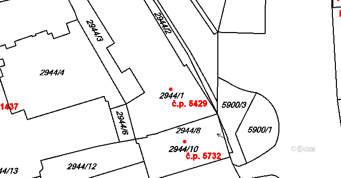 Jihlava 5429 na parcele st. 2944/1 v KÚ Jihlava, Katastrální mapa