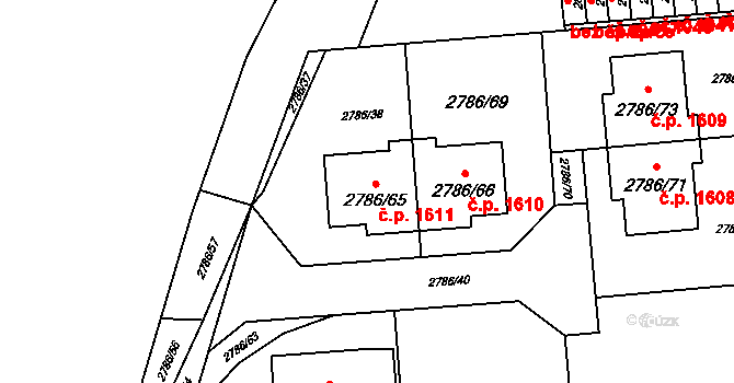 Kuřim 1611 na parcele st. 2786/65 v KÚ Kuřim, Katastrální mapa