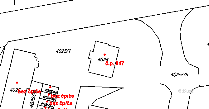 Předměstí 917, Litoměřice na parcele st. 4024 v KÚ Litoměřice, Katastrální mapa