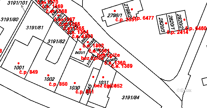 Zlín 1360 na parcele st. 5004/1 v KÚ Zlín, Katastrální mapa