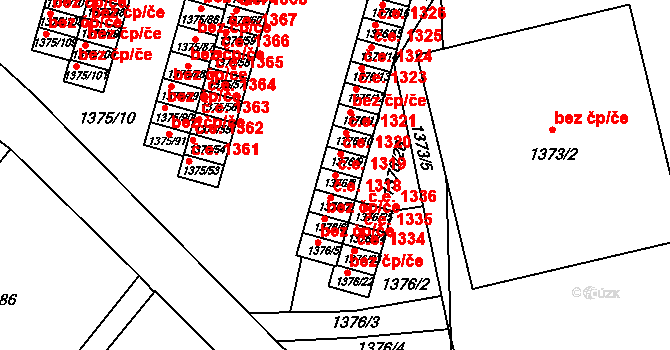 Kopřivnice 1319 na parcele st. 1376/8 v KÚ Kopřivnice, Katastrální mapa