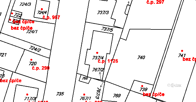 Pod Cvilínem 1125, Krnov na parcele st. 737/4 v KÚ Opavské Předměstí, Katastrální mapa