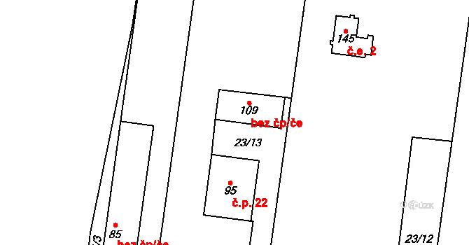 Dobrovice 39298779 na parcele st. 109 v KÚ Sýčina, Katastrální mapa