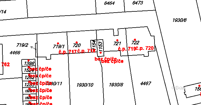 Hrušovany nad Jevišovkou 40970779 na parcele st. 1153 v KÚ Hrušovany nad Jevišovkou, Katastrální mapa