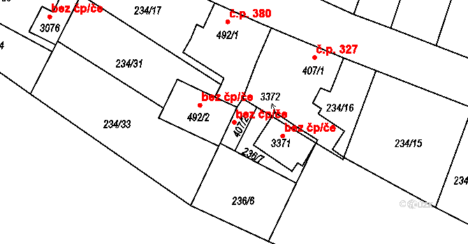 Mariánské Lázně 44644779 na parcele st. 407/2 v KÚ Úšovice, Katastrální mapa