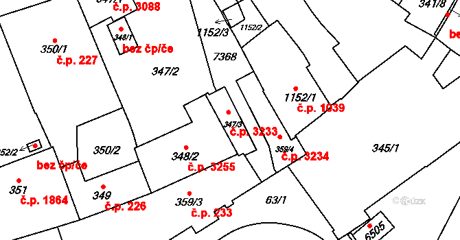 Žatec 3233 na parcele st. 347/3 v KÚ Žatec, Katastrální mapa