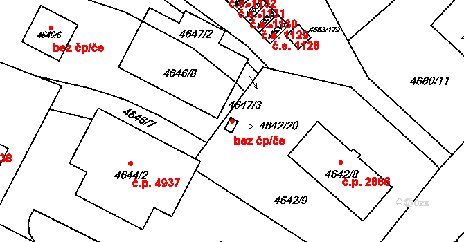 Jihlava 83901779 na parcele st. 4642/20 v KÚ Jihlava, Katastrální mapa