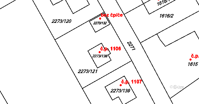 Šluknov 1106 na parcele st. 2273/138 v KÚ Šluknov, Katastrální mapa