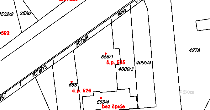 Stod 505 na parcele st. 656/1 v KÚ Stod, Katastrální mapa