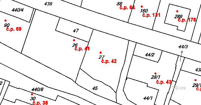 Žopy 42, Holešov na parcele st. 27 v KÚ Žopy, Katastrální mapa