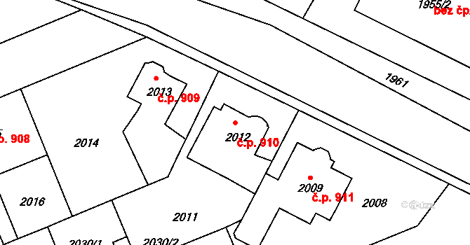 Holešov 910 na parcele st. 2012 v KÚ Holešov, Katastrální mapa