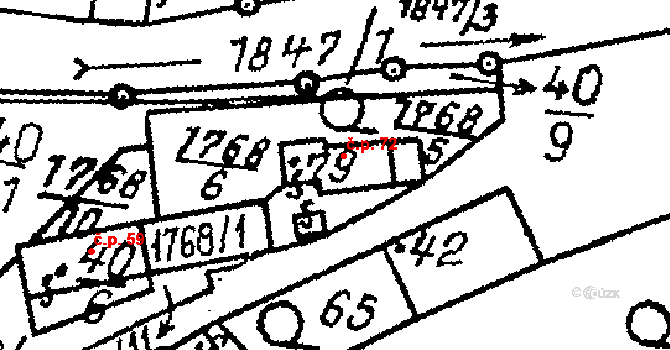 Chlístovice 72 na parcele st. 79 v KÚ Chlístovice, Katastrální mapa