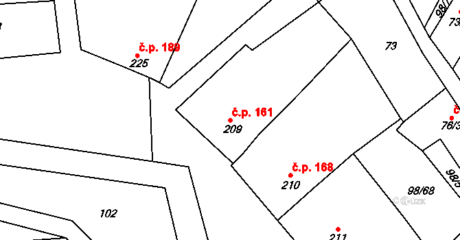 Rataje nad Sázavou 161 na parcele st. 209 v KÚ Rataje nad Sázavou, Katastrální mapa