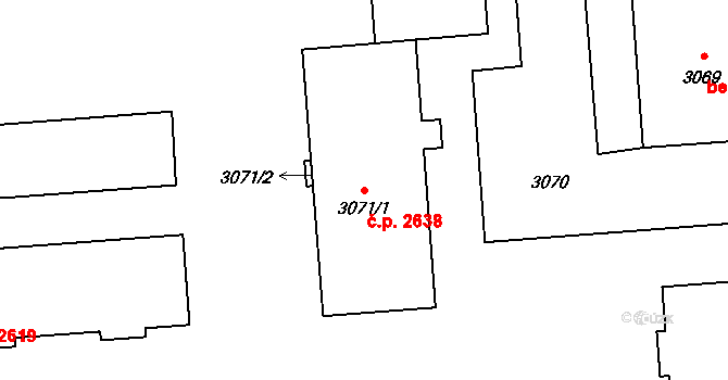 Kročehlavy 2638, Kladno na parcele st. 3071/1 v KÚ Kročehlavy, Katastrální mapa