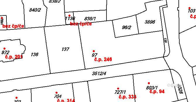 Cvikov I 246, Cvikov na parcele st. 97 v KÚ Cvikov, Katastrální mapa