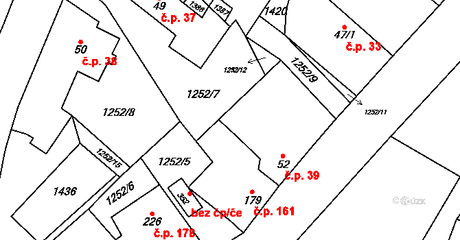 Krchleby 39 na parcele st. 52 v KÚ Krchleby u Nymburka, Katastrální mapa