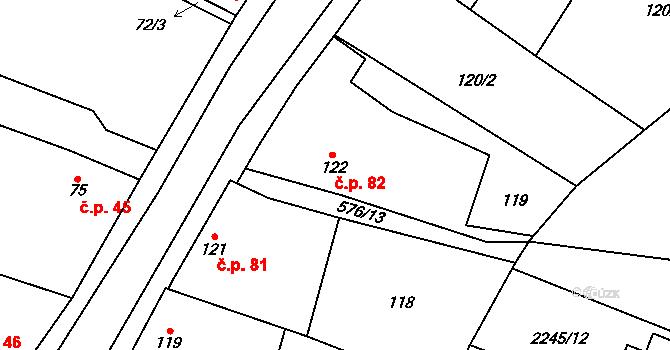 Chornice 82 na parcele st. 122 v KÚ Chornice, Katastrální mapa