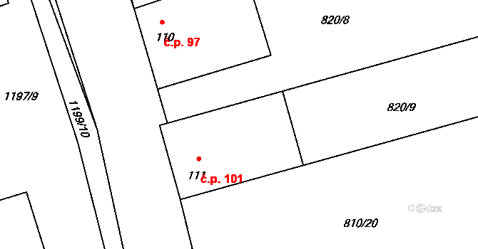 Lipenec 101, Lipno na parcele st. 111 v KÚ Lipenec, Katastrální mapa