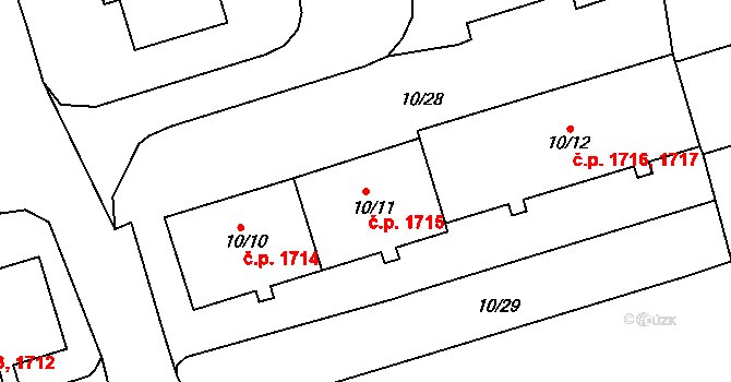 Trnovany 1715, Teplice na parcele st. 10/11 v KÚ Teplice-Trnovany, Katastrální mapa