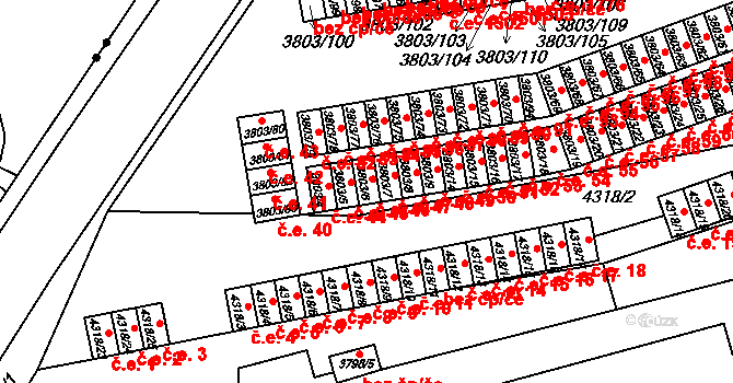 Teplice 46 na parcele st. 3803/6 v KÚ Teplice, Katastrální mapa